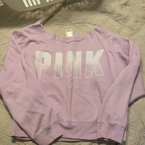 VS PINK lavender purple sweatshirt off shoulder Sz Large